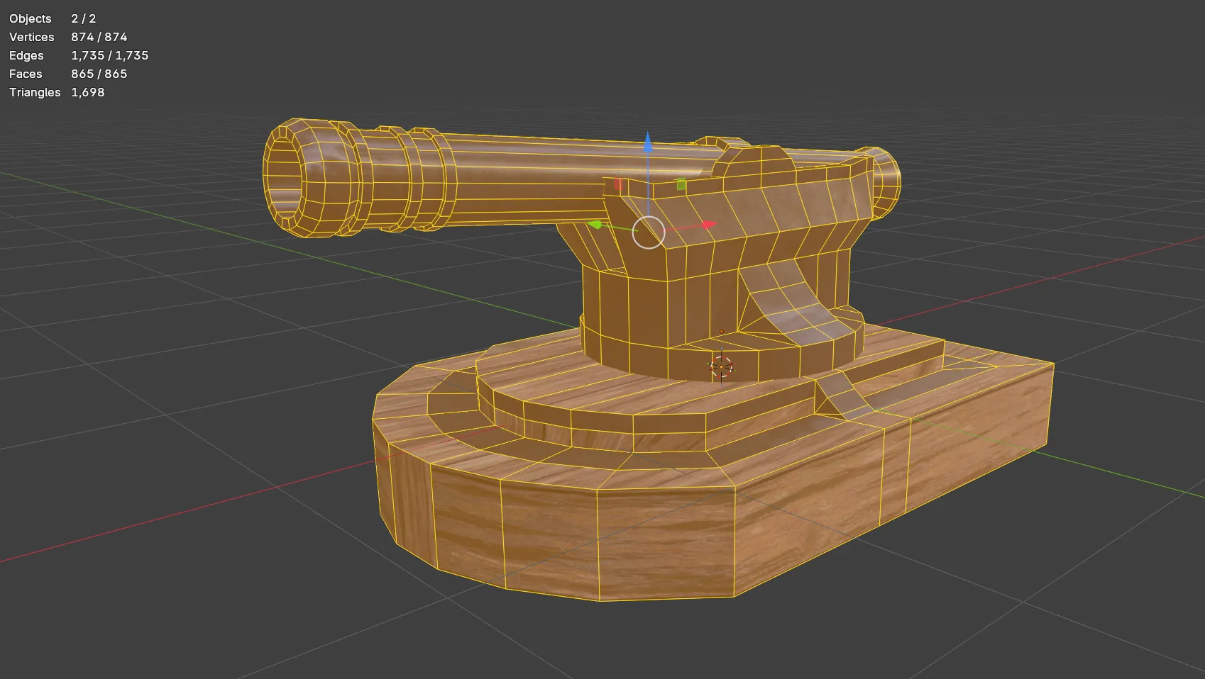 Screenshot of a cannon in Blender