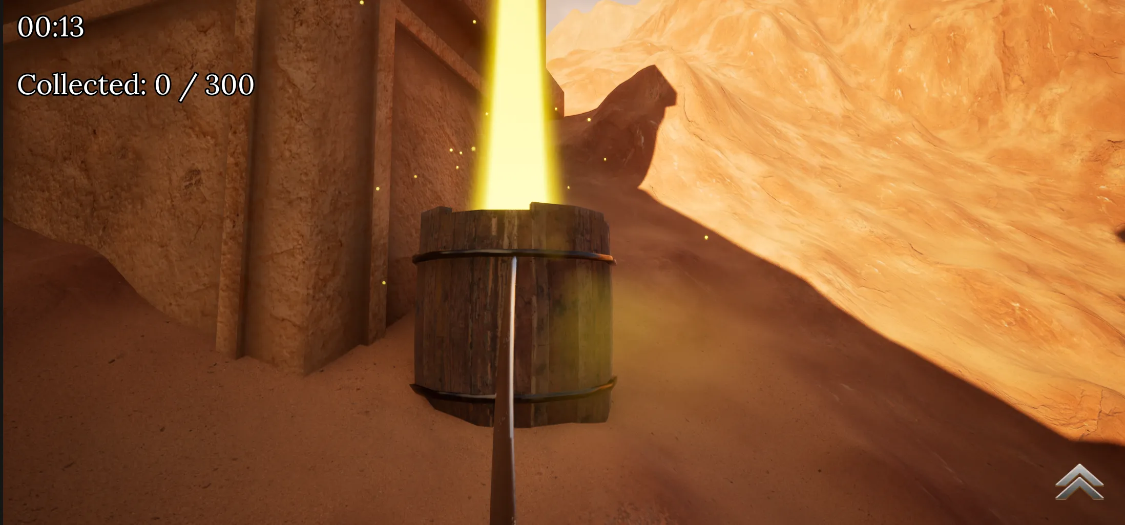 Screenshot of a destructible barrel in the game